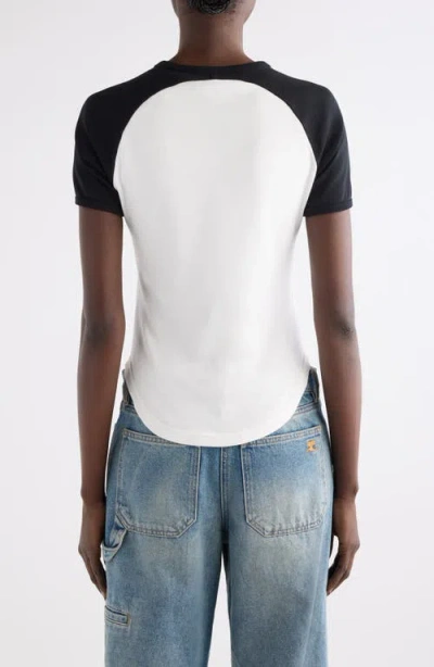 Courrèges Circle Contras T-shirt Woman Black And White In White