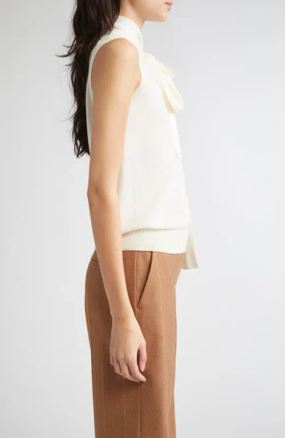 Eleventy Tie Neck Sleeveless Sweater In White