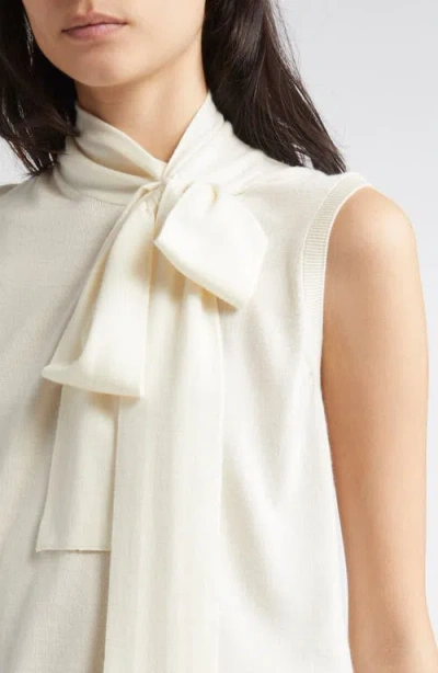 Eleventy Tie Neck Sleeveless Sweater In White