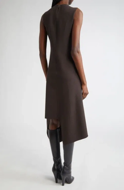 Michael Kors Collection Asymmetric Sleeveless Wool Stretch Crepe Shift Dress In Gray