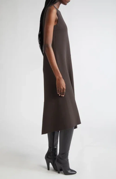Michael Kors Collection Asymmetric Sleeveless Wool Stretch Crepe Shift Dress In Gray