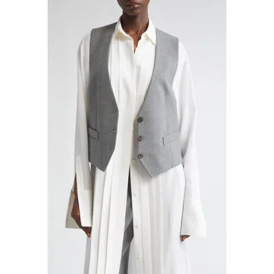 Michael Kors Single-breasted Wool-stretch Crop Vest In Gold