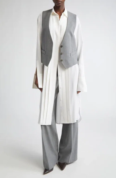 Michael Kors Single-breasted Wool-stretch Crop Vest In Gold