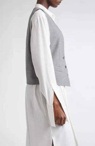 Michael Kors Single-breasted Wool-stretch Crop Vest In Gold