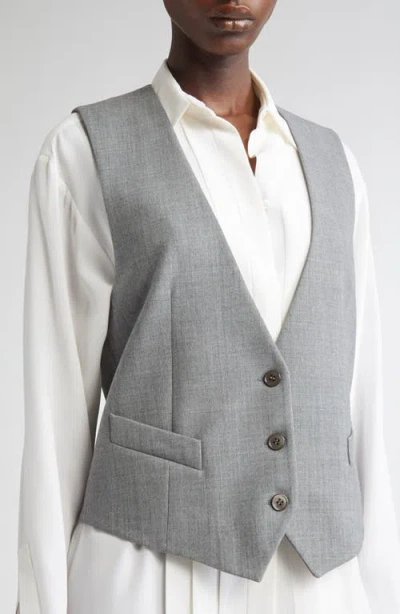 Michael Kors Single-breasted Wool-stretch Crop Vest In Gold