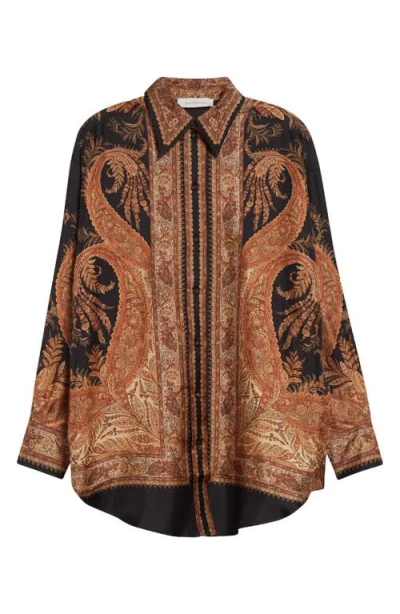 Zimmermann Longline Paisley Pattern Top In Brown