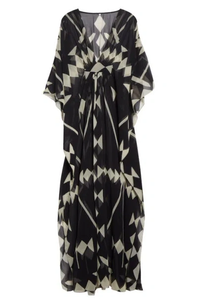 Johanna Ortiz Secret Garden Printed Recycled-georgette Kaftan In Black