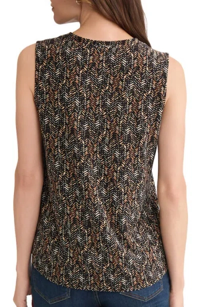 Jones New York Geo Print Pleated V-neck Shell In Multi