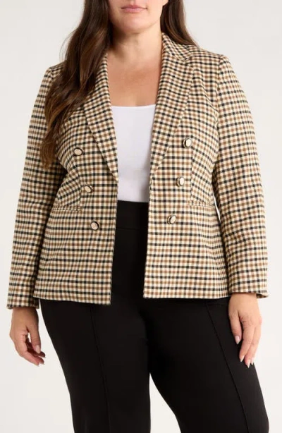 Jones New York Plus Size Check Faux Double-breasted Jacket In Gray