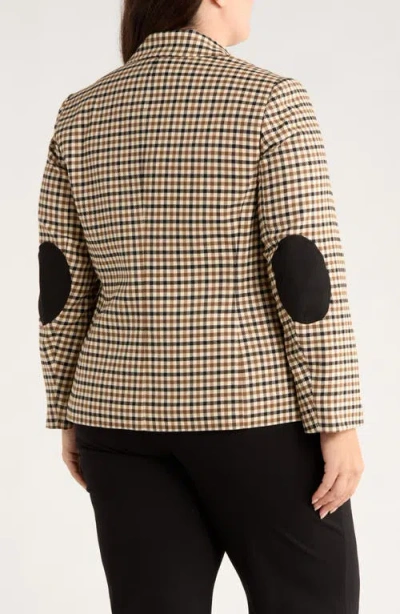 Jones New York Plus Size Check Faux Double-breasted Jacket In Gray