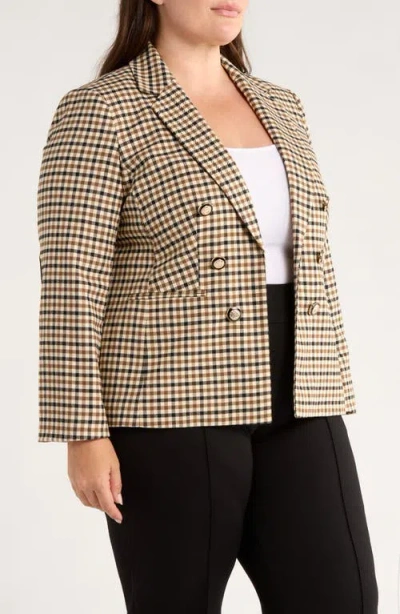 Jones New York Plus Size Check Faux Double-breasted Jacket In Gray