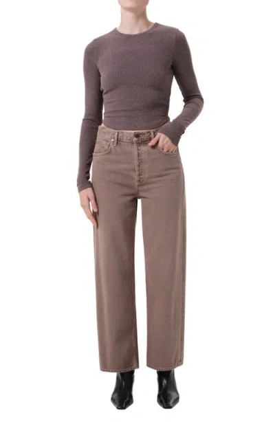 Agolde Wide Leg Denim Trousers With Front And Back Pockets In Multi