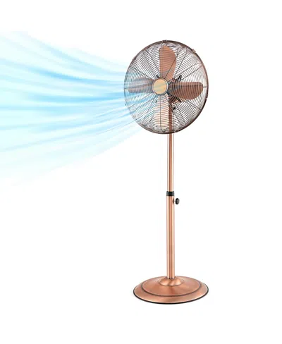 Costway 16 Standing Pedestal Fan With 3 Speed Settings Carrying Handle Aluminum Blades In Brown