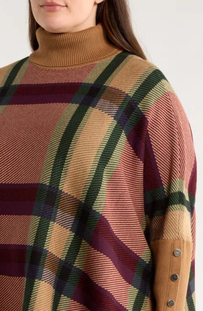 Jones New York Plus Size Plaid Drop-shoulder Button-cuff Sweater In Multi