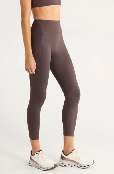 On Studio Crop Leggings In Burgundy