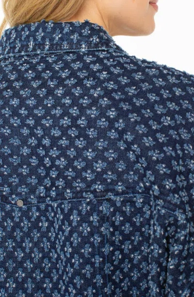 Liverpool Los Angeles Cropped Frayed Texture Jacket In Blue