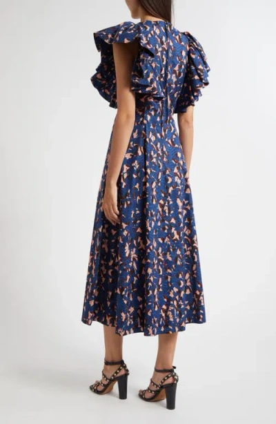 Ulla Johnson Imara Flutter Sleeve Midi Dress In Multi