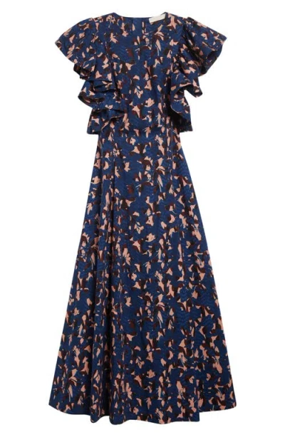 Ulla Johnson Imara Flutter Sleeve Midi Dress In Multi