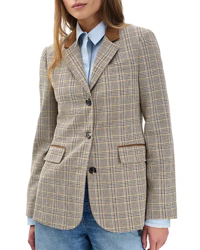 Rag & Bone Evia Houndstooth Plaid Blazer In Neutral