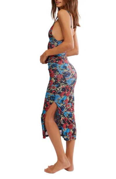 Free People X Intimately Fp Long Live Printed Mesh Slip In Blue