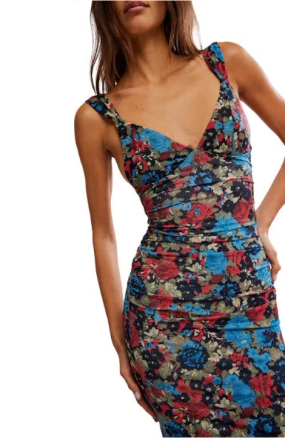 Free People X Intimately Fp Long Live Printed Mesh Slip In Blue