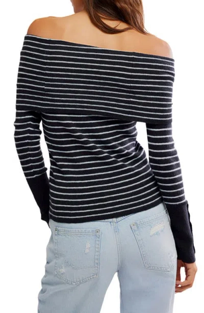 Free People Evergreen Sweater Black And White Comb In Black