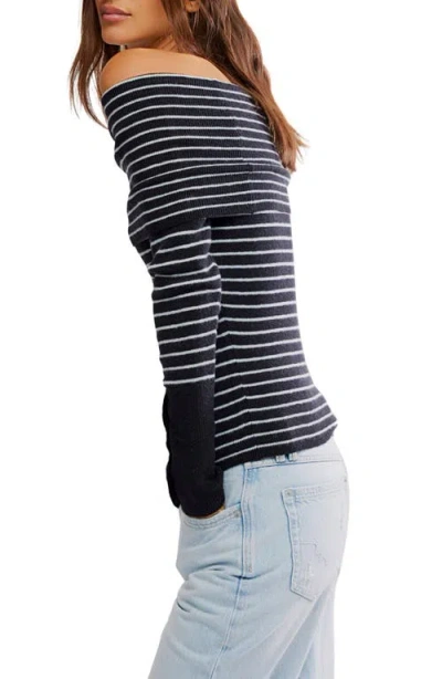 Free People Evergreen Sweater Black And White Comb In Black