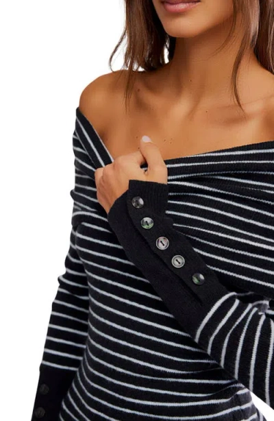 Free People Evergreen Sweater Black And White Comb In Black