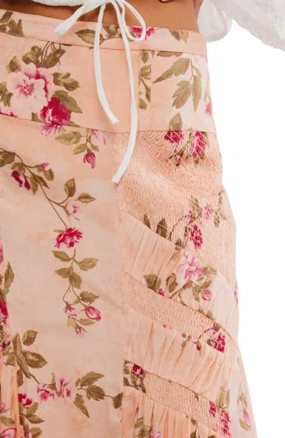 Free People Rowan Maxi Skirt In Floral Mauve In Gray