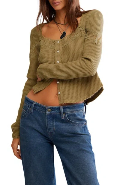 Free People Lets Party Cardigan In Gothic Olive In Brown