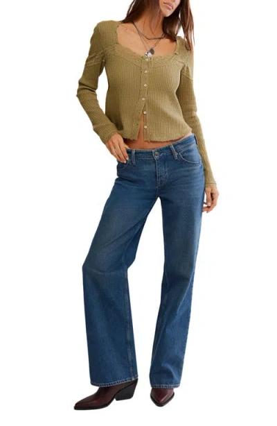 Free People Lets Party Cardigan In Gothic Olive In Brown