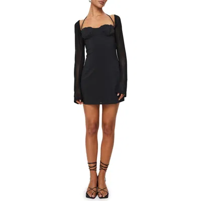 Princess Polly Dyer Underwire Long Sleeve Minidress In Black