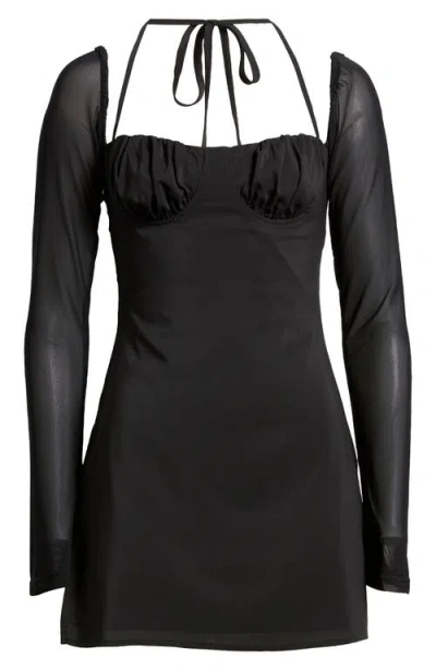 Princess Polly Dyer Underwire Long Sleeve Minidress In Black