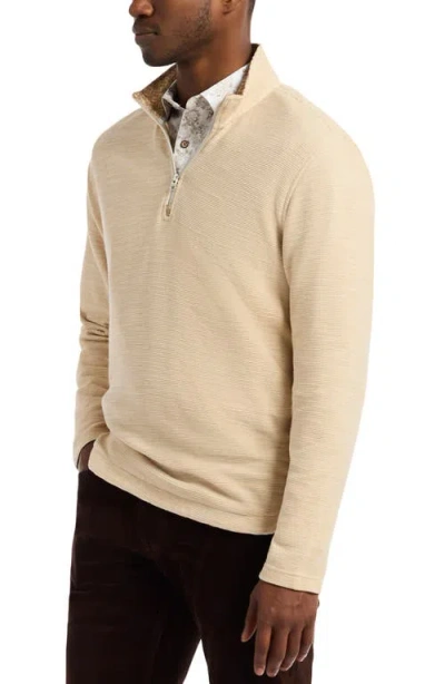 Robert Graham Ledson Long Sleeve Quarter Zip Knit Pullover In Neutral