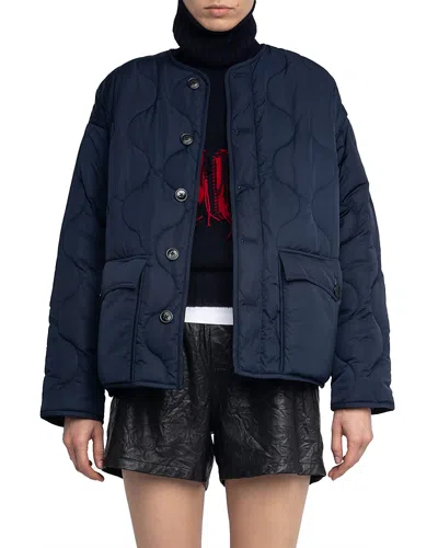 Zadig & Voltaire Bunji Soft Quilted Parka In Blue