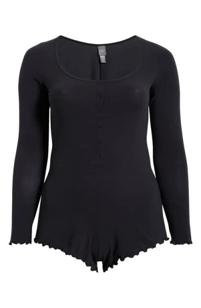 Savage X Fenty Snug Hug Ruffle Sleep Romper In Black