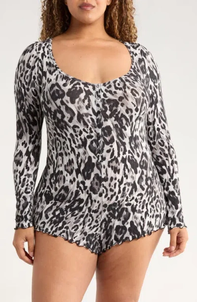 Savage X Fenty Snug Hug Ruffle Sleep Romper In Black