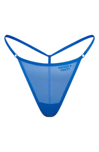 Savage X Fenty Sheer X G-string In Blue