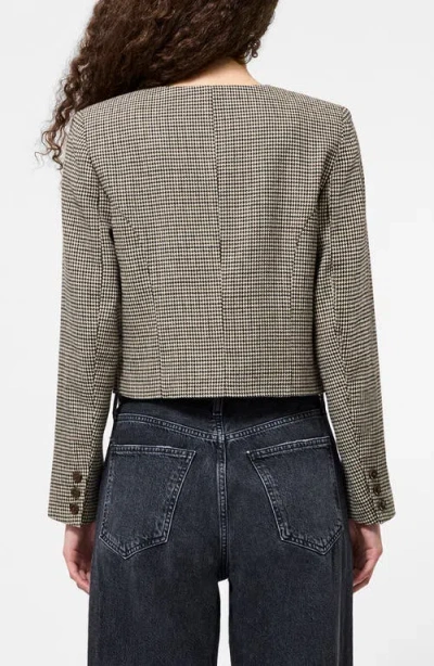 French Connection Houndstooth Cropped Jacket In Gray