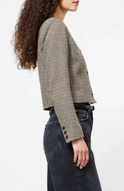 French Connection Houndstooth Cropped Jacket In Gray