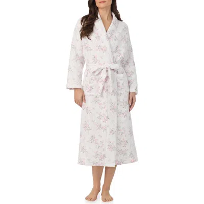 Eileen West Women's Long Sleeve Diamond Quilt Ballet Wrap Robe In Pink
