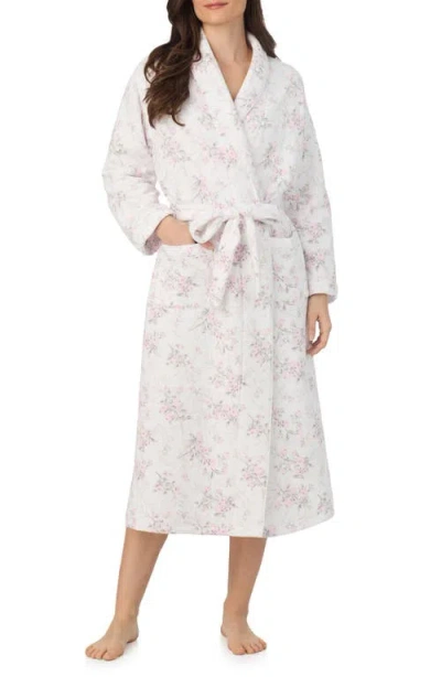 Eileen West Women's Long Sleeve Diamond Quilt Ballet Wrap Robe In Pink
