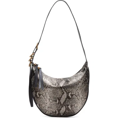 Rag & Bone Medium Mercer Snake Embossed Leather Hobo Bag In Black
