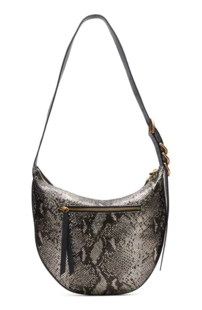 Rag & Bone Medium Mercer Snake Embossed Leather Hobo Bag In Black