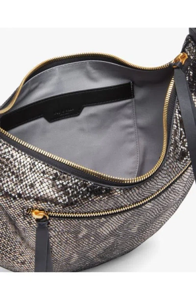 Rag & Bone Medium Mercer Snake Embossed Leather Hobo Bag In Black