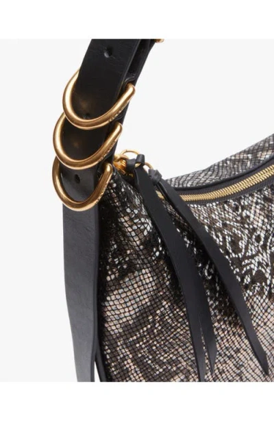 Rag & Bone Medium Mercer Snake Embossed Leather Hobo Bag In Black