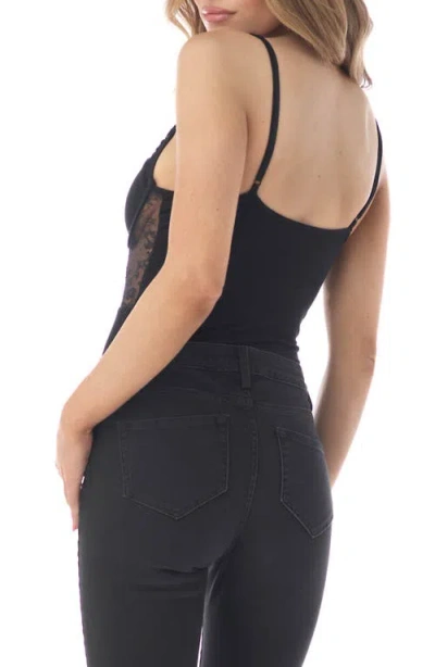 Sky Sheer Lace Inset Underwire Bodysuit In Black