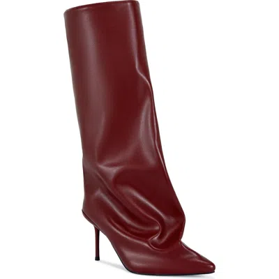 Azalea Wang Couture Crazy Pointy Toe Knee High Boot In Burgundy