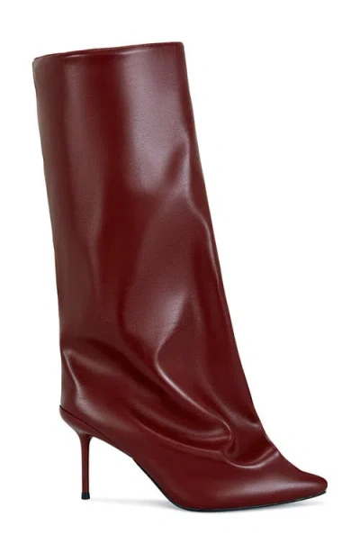 Azalea Wang Couture Crazy Pointy Toe Knee High Boot In Burgundy
