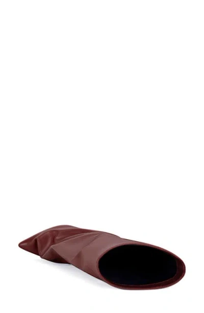 Azalea Wang Couture Crazy Pointy Toe Knee High Boot In Burgundy